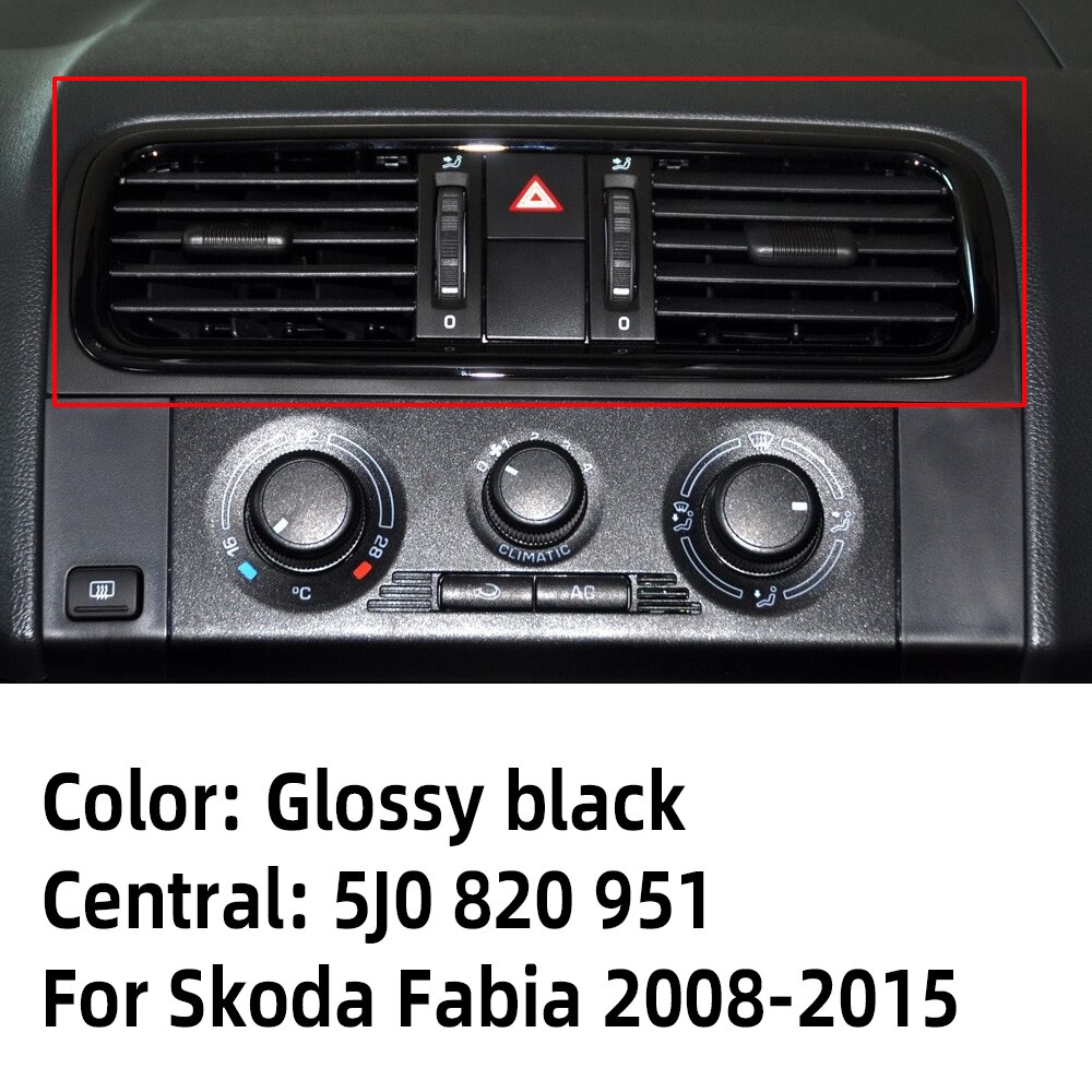 Rejilla de ventilación de aire acondicionado para salpicadero de coche Skoda Fabia 2 MK2 Roomster , 3 colores, 5J0820951E 5J0819701 5J0819702: A