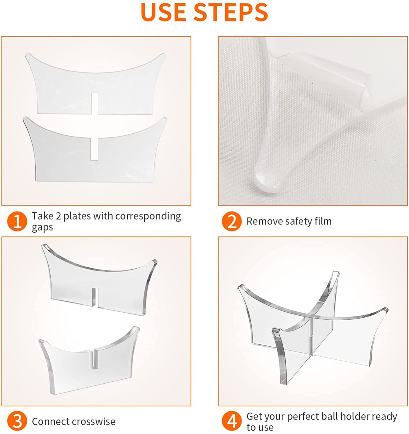 Acrylic Ball Stand Holder,Ball Display Stand for Football Basketball Soccer Ball ,Volleyball Rugby Ball Sports Ball Storage Rack