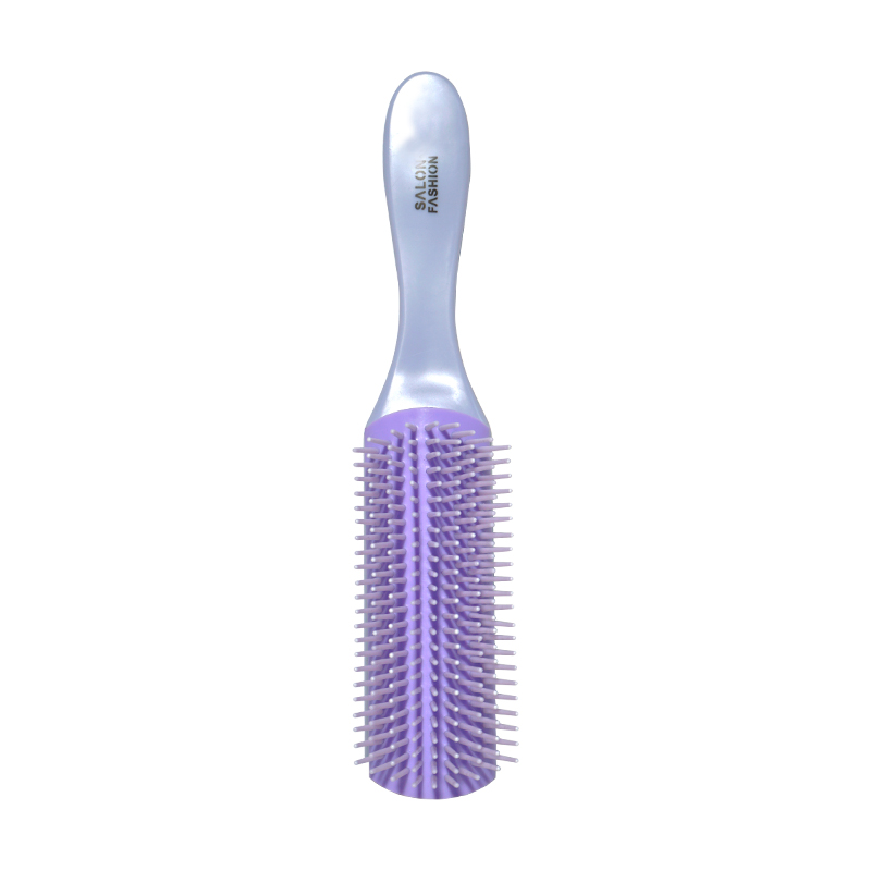 9 filas 4 colores cepillo de pelo desenredante Denman cepillo desenredante masajeador del cuero cabelludo peine de pelo húmedo rizado recto salón de peluquería: Rojo