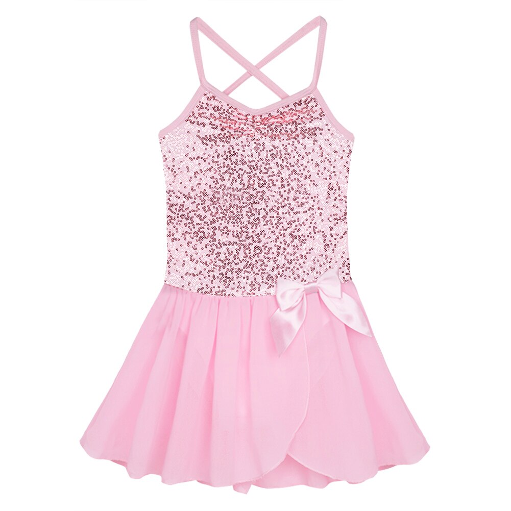 Girls Sequined Ballet Leotard Dress Kids Dancer Ballet Dress gymnastics leotards Girls Ballet tutu toddler leotard: Pink / XL