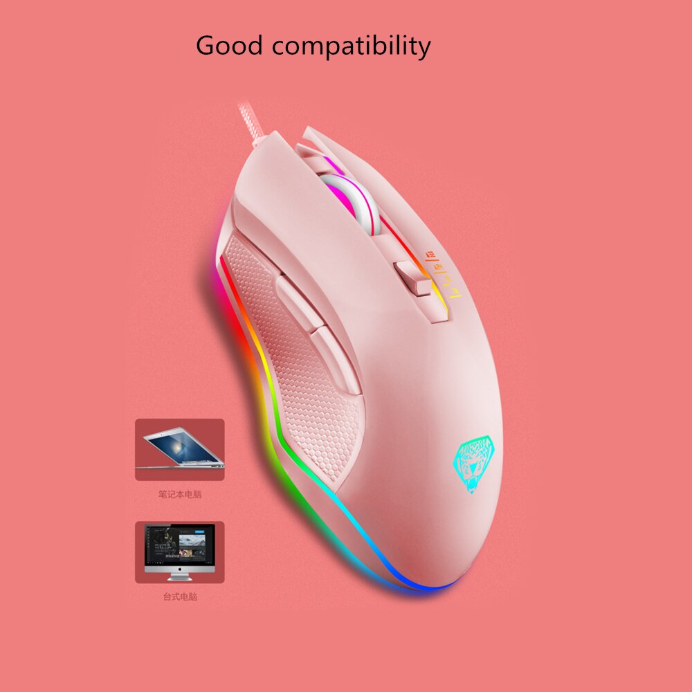Gaming Backlit Mouse 3200DPI Optical Gaming Mouse 4 Adjustable DPI Symmetrical Ergonomic Shape for Desktop Notebook