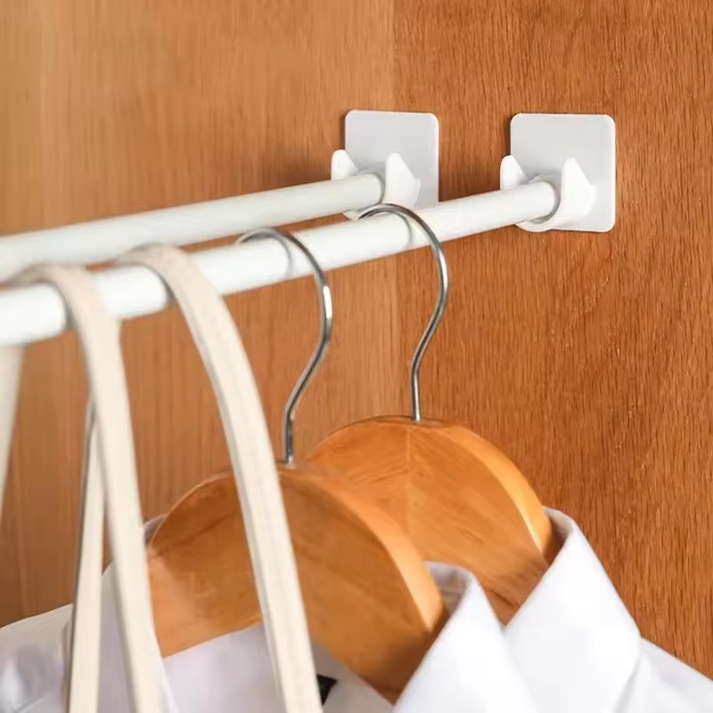 Support de tringle à rideau solide, crochets auto-adhésifs, support de tringle à vêtements, toilettes, accessoires de salle de bains à domicile