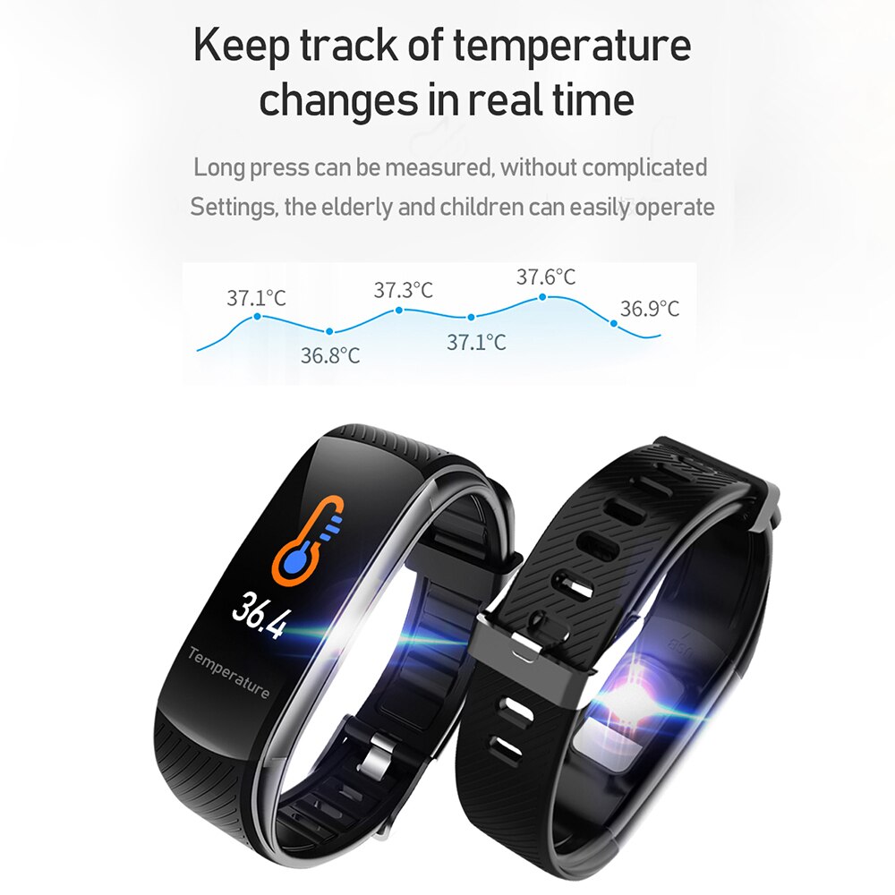 Neuestes smartes armband mit körpertemperaturmessung, blutdruck- und blutsauerstoffüberwachung  ip67 schrittzähler