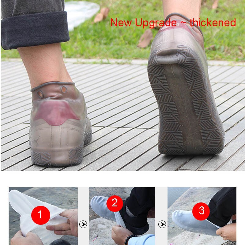 Regnstøvler af silikone, der kan genanvendes, til sko gennemsigtige, skridsikre, slidstærke, vaskbare