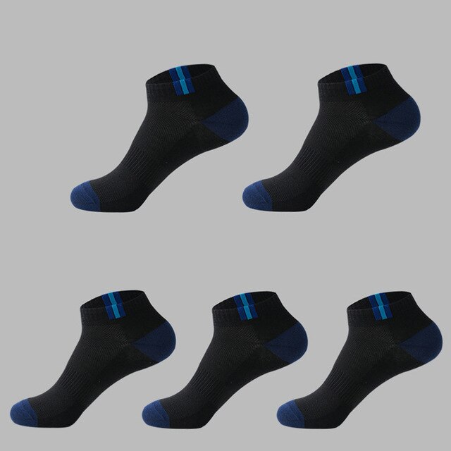 5 Pairs Men Socks Breathable Mesh Short Sports Socks Summer Autumn Cotton Sports Socks Absorb Sweat Ankle Socks Set Meias: 52-Black