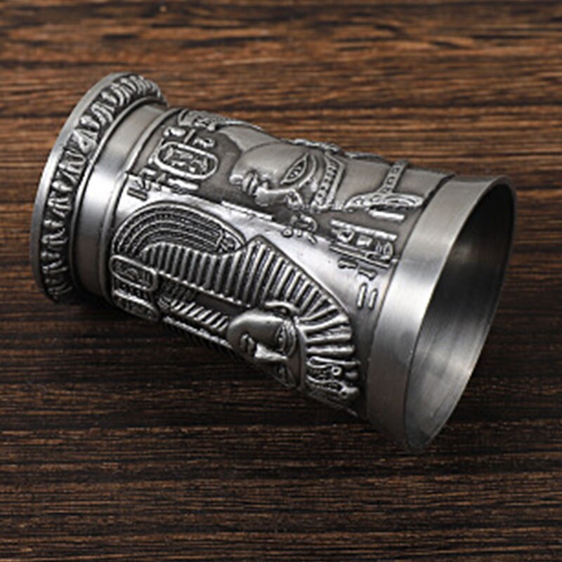 Gammeldags egypten myte kort glas kop retro bronze 3d prægning udskæring metal kop spiritus lille bæger cocktail vin glas