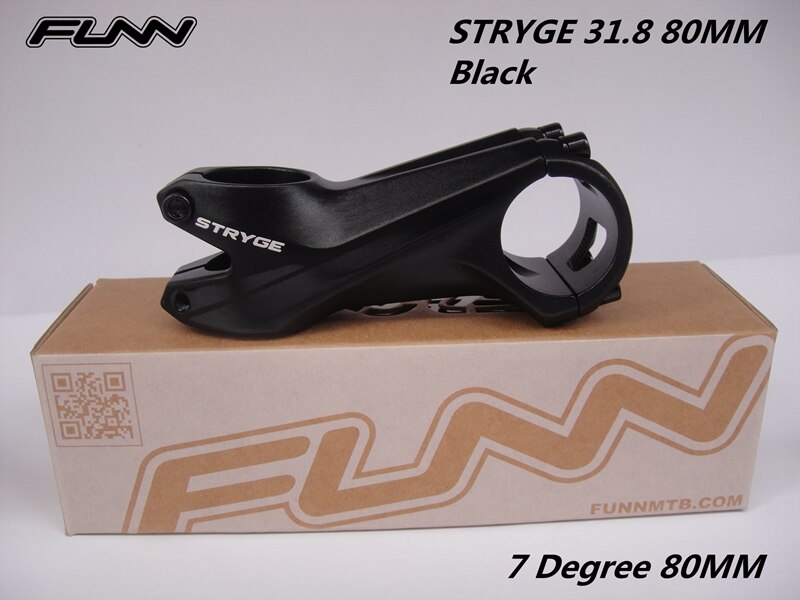 FUNN STRYGE – tige de vélo forgée en 3D XC Enduro, Tube de direction 31.8 °, 28.6mm, 85mm: 7Degree 80MM Black