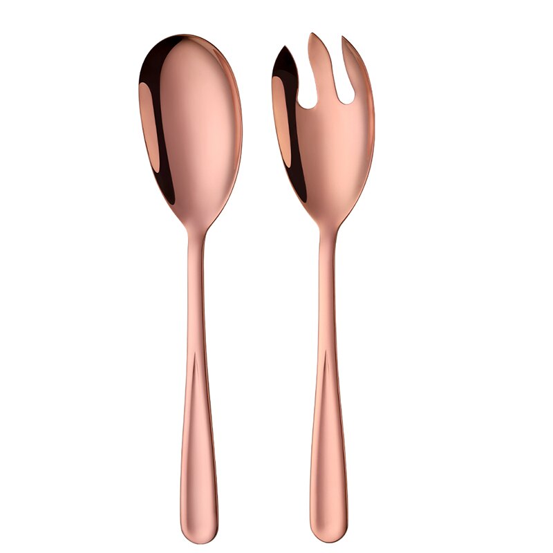 Juego de cucharas para servir ensalada, utensilios de Metal para ensalada: rose gold set