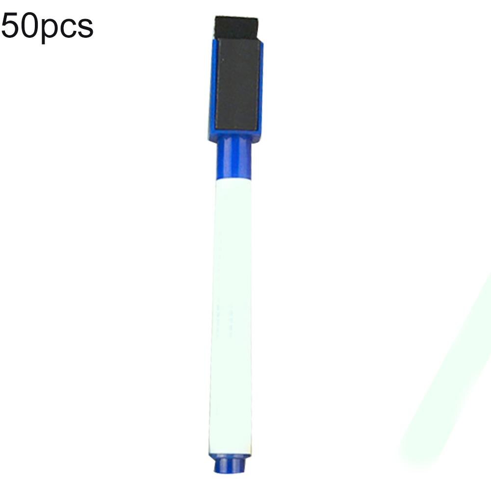 SALES! 50Pcs Erasable Magnetic Dry Whiteboard Markers Drawing Pen Eraser Stationery: Dark Blue