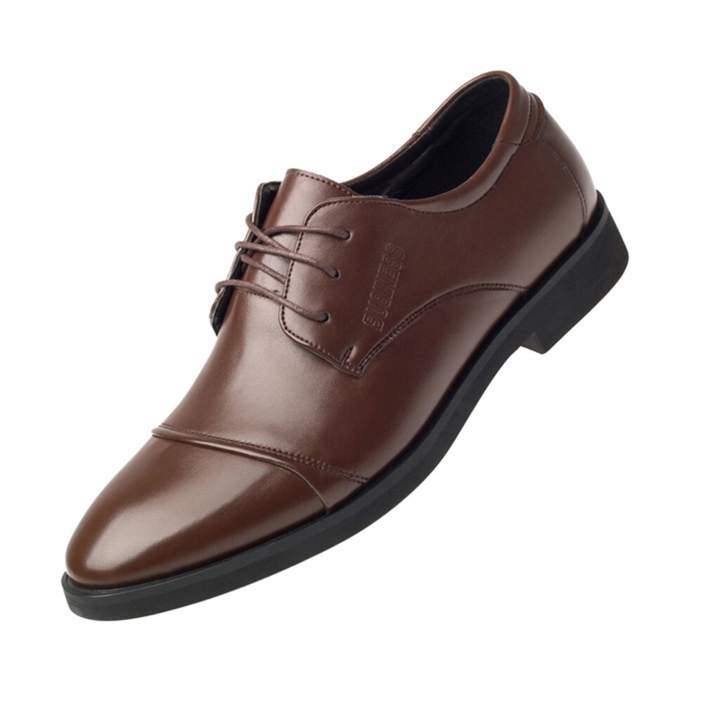 Lyxaffärer oxford läderskor män andas gummi formella klädskor skor kontor kontor bröllop lägenheter skor mocassin homme: Brun / 39