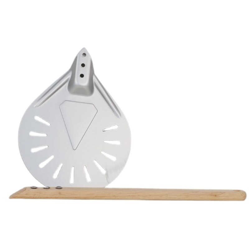 Pizza Turning Peel Aluminum Wooden Handle Pizza Peel Tool with Wooden Handle for Pizza Bread Durable Home