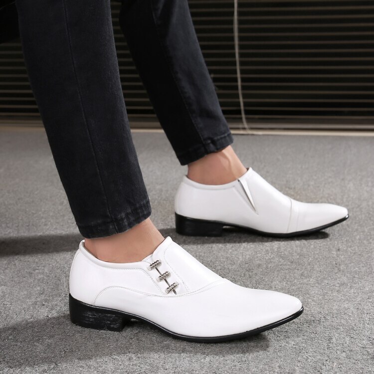 VIVODSICCO, zapatos de vestir de hombre de cuero PU blanco , zapatos de oficina para hombre, Oxford antideslizantes, zapatos de para boda, zapatos planos Casuales