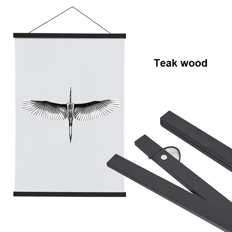 DIY Magnetic Wood Poster Frame Teak/Pine Photo Hangers Hanging Kit for Pictures Canvas Prints Poster Scroll Artwork Print Holder: 40 inch / WHITE