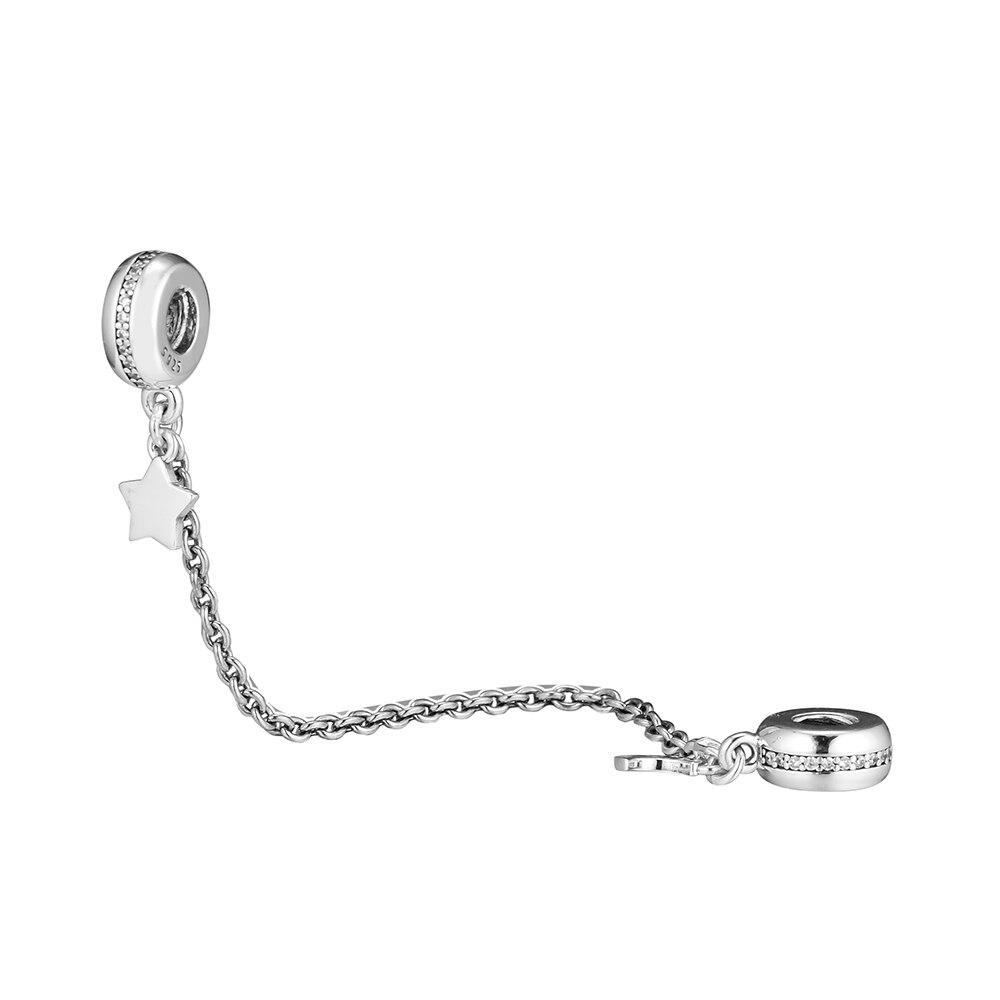 Personal Galaxy Saftey Chain Clear CZ Beads For Jewelry Making 925 sterling silver DIY Woman Jewelry Making