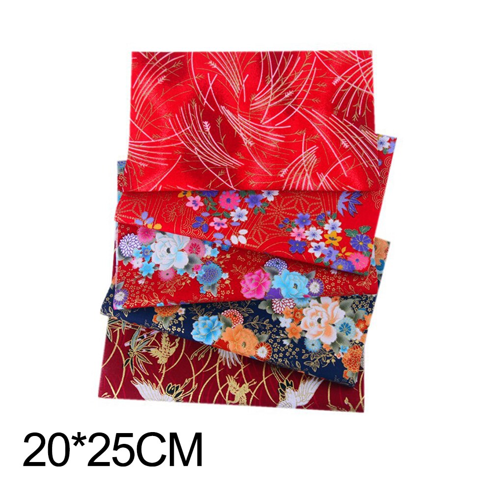 Japanischen Gedruckt Baumwolle Patchwork Tuch einstellen Bronzing NäHenne Quilten Stoffe Blumen- DIY Handgemachte Gesicht Maske Zubehör 20x25cm: 9  5Stck