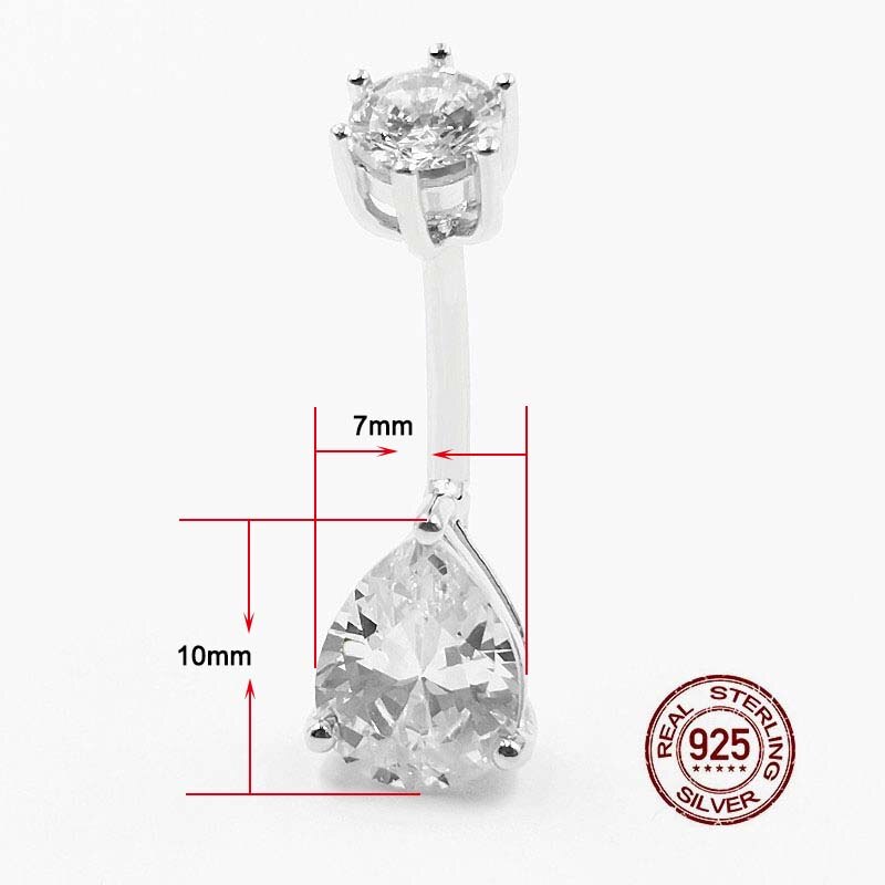 Hellolook Water Zirkoon Navel Piercing 100% 925 Sterling Zilver Buik Ring Voor Vrouwen Lichaam Sieraden Bruiloft Belly Button Ring