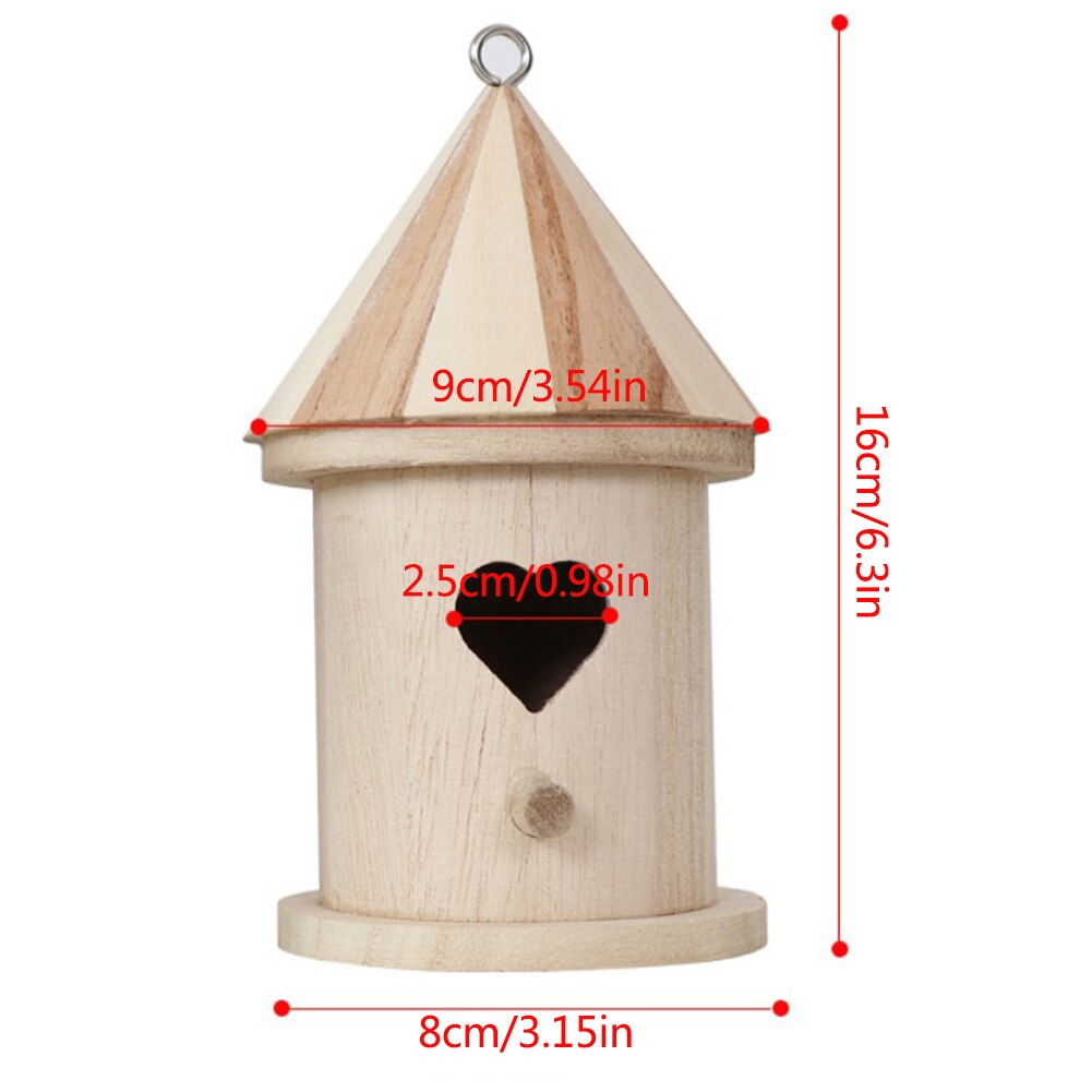 DIY Bird House Outdoor Hanging Bird Nest Home Gardening Family Indoor And Outdoor Decoration Natural Materials Can Be Hung: Hear hole  8x8x16cm