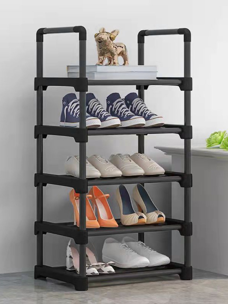 Multi-Layer Simple Shoe Rack Diy Assembled Footwear Living Room Space Saving Shoes Organizer Stand Holder Black Shoecase Shelf