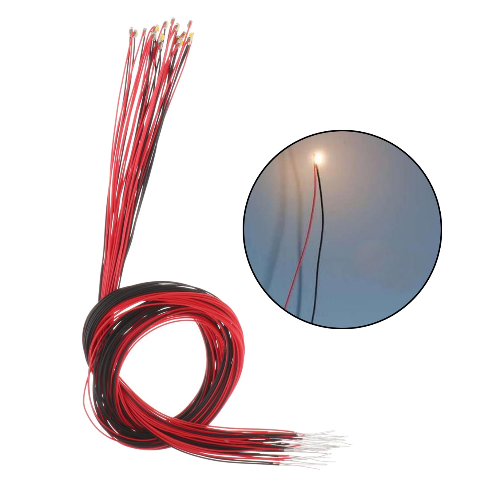 Cables de cables LED presoldados para modelo de tren, Micro Litz, SMD, 30cm, 6 colores opcionales para escenas de modelos de tren/ferrocarril, 20x: 20pcs Warm 0805