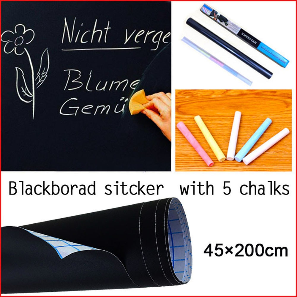Blackboard Vinyl Peel and Stick Self Adhesive Chalkboard Wall Sticker Draw Decor Mural Decals Remove Blackboard Tools