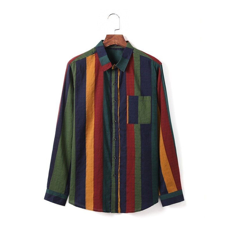 Leisure Gestreept Overhemd Herfst Winter Casual Mannen Klassieke Mode Kleuraanpassing Shirt Lange Mouw