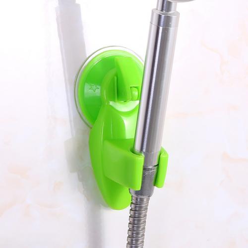 Bathroom Plastic Strong Suction Cup Wall Mounted Shower Head Bracket Holder Seat: Greeen