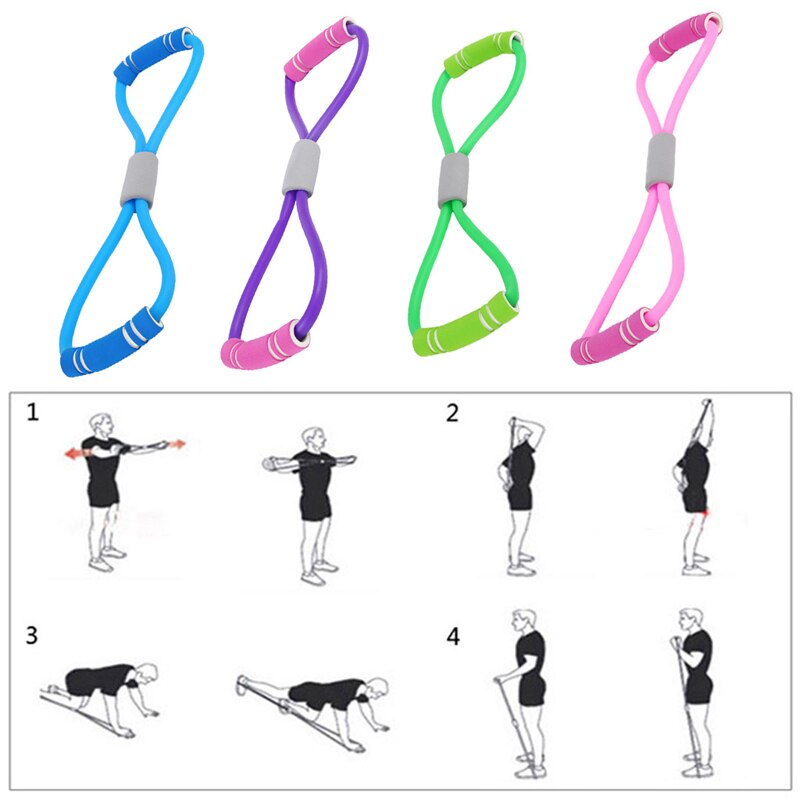 Home Sport Fitness Yoga 8 Shape Pull Rope Tube Equipment Tool Gym Exercise Rally 77HC
