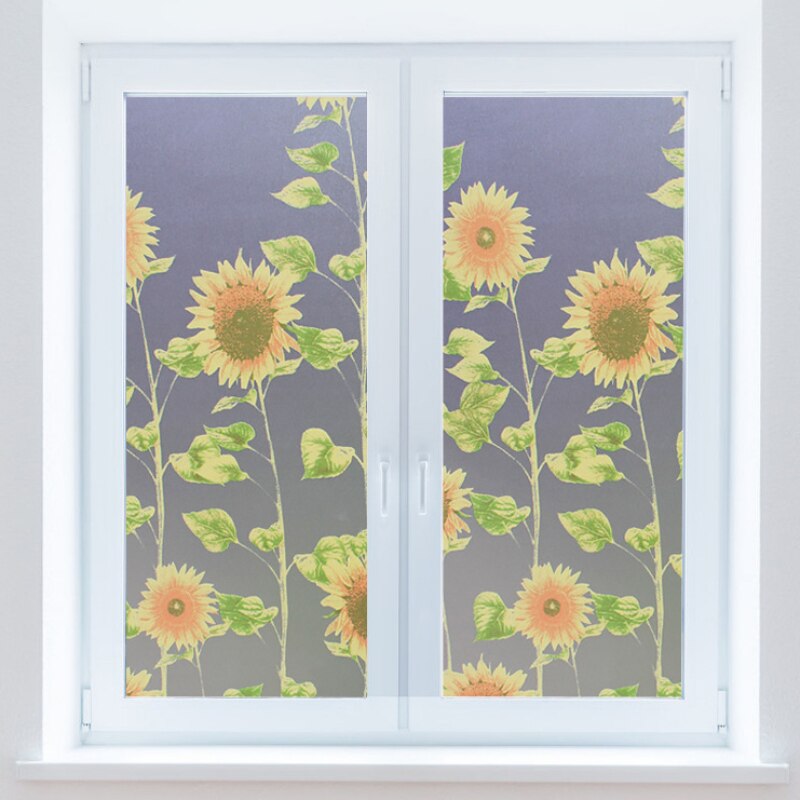 Frosted 45x100cm Cover Living Window Film Sticker Flowers Opaque Stained Glass Privacy Window Sticker PVC Waterproof Bedroom
