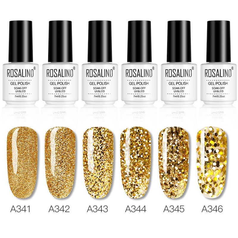 Nagellak Uv & Led Gel Polish Soak Off Nail Art Glitter Goud Kleur Nagellak Vrouwen Nail Beauty Gouden Uv gel Lak