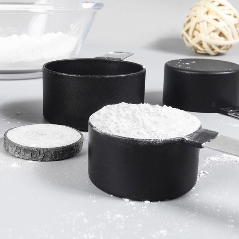 8 Stks/set Maatbeker En Lepels Set Koffie Meel Maatlepel Met Rvs Handgreep Voor Bakken Tools Keukengerei