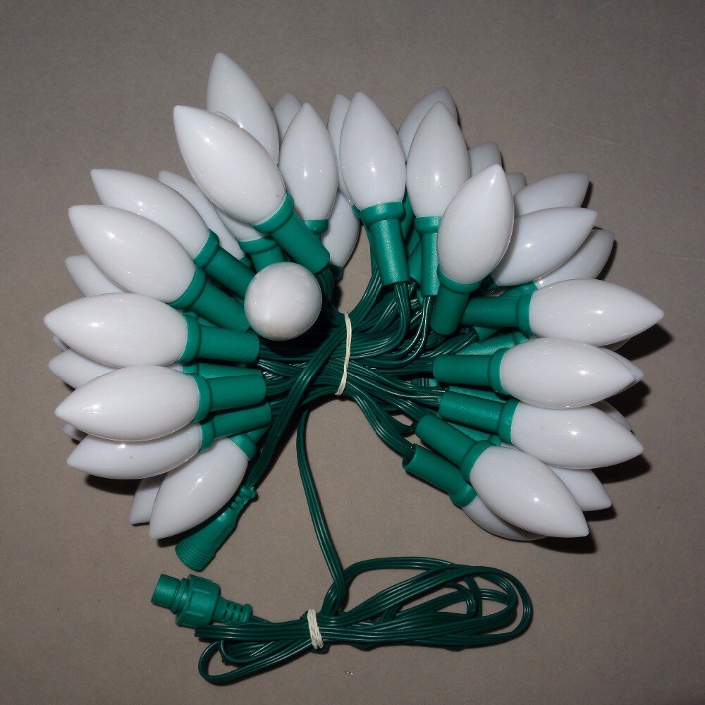 50nodes addressable RGB DC12V WS2811 LED Christmas pixel string light;4inches(10cm) wire spacing;all GREEN wire;IP68;milky C9