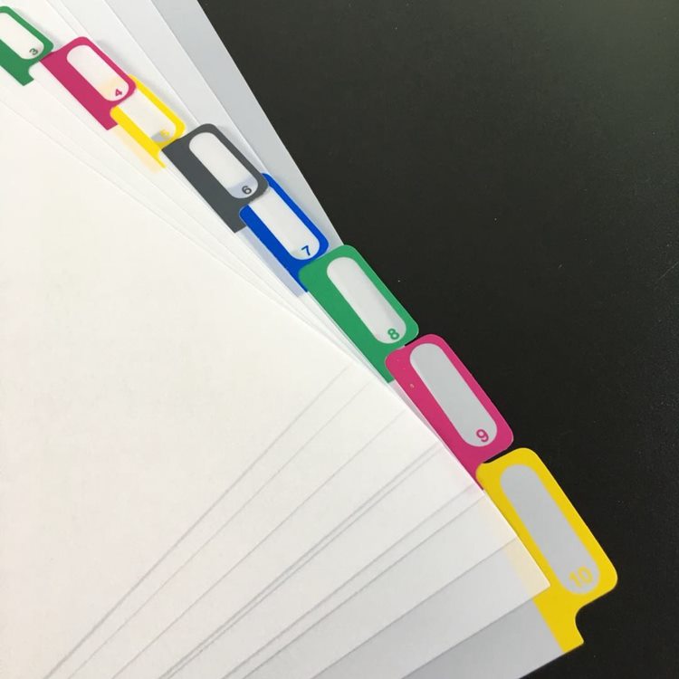 Classeur de documents A4 blanc pur 5/10/20 feuilles, diviseur d&#39;indexation en plastique souple 11 trous d&#39;étiquette, classeur de portefeuille, organisateur de fichiers d&#39;école de bureau