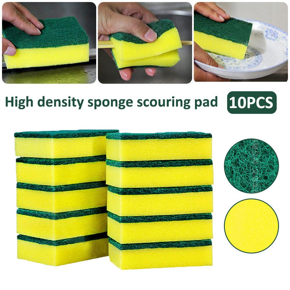 Estropajo de esponja de alta densidad, 10 Uds., Herramientas de limpieza de cocina, estropajo de microfibra para limpiar platos, cepillo para lavar platos, estropajo