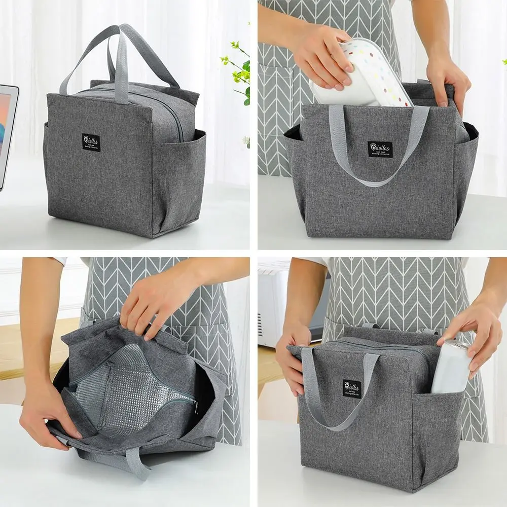 Bolsas térmicas para el almuerzo con cremallera multifuncional para mujer, bolsa térmica portátil impermeable de gran capacidad, bolsa aislante para comida de Picnic