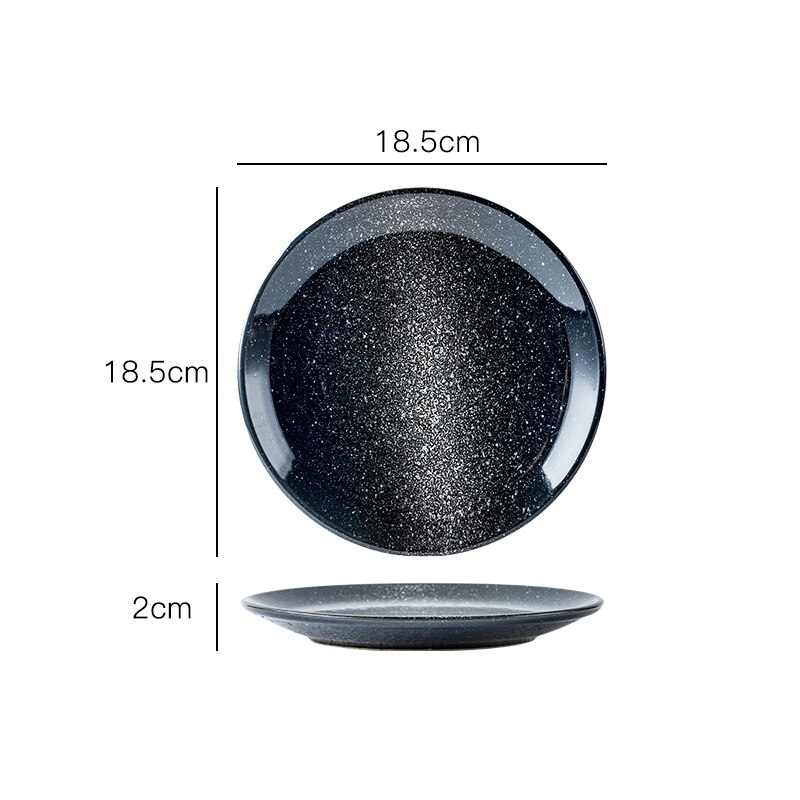 Keramische Plaat Ronde Japanse Stijl Starry Platte Steak Ontbijt Pasta Nietje Voedsel Plaat Dessert Salade Dark Schotel Keuken Benodigdheden: 7inches
