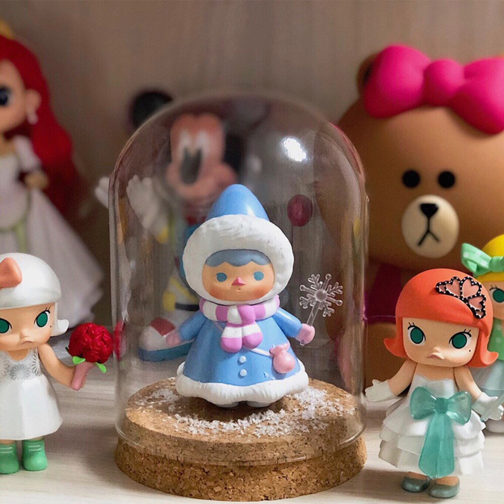 Cloche de cúpula de cristal con Base de madera, tarro, soporte de exhibición de flores secas, adornos, cubierta de polvo, caja de exhibición, Rosa inmortal