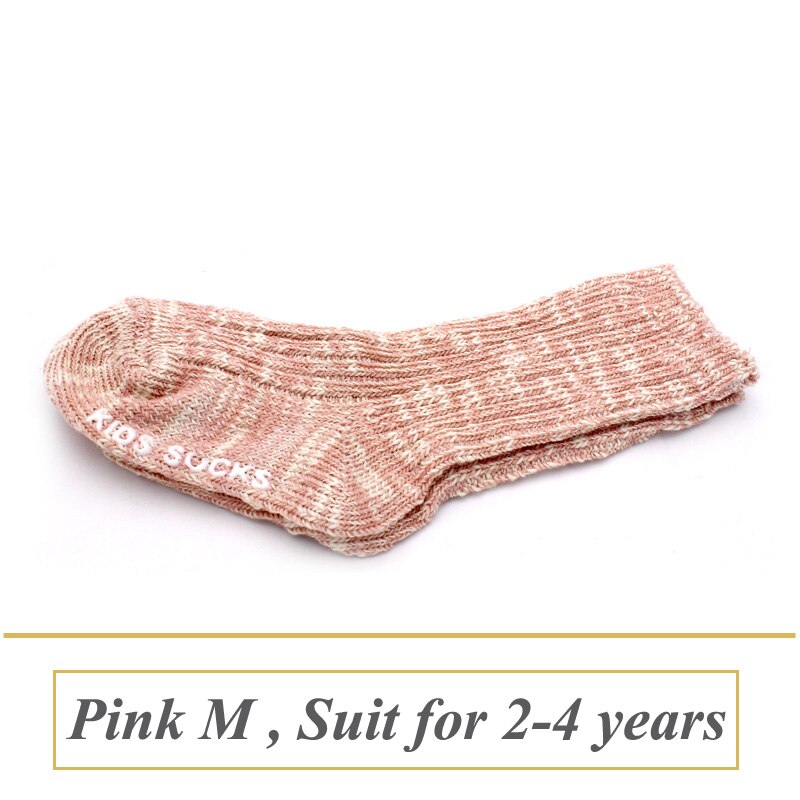 Bland farve bomuld baby sokker til piger drenge børn sokker ankel længde tyk vinter spædbarn calcetines 1 par i 0-4 år: Lyserød m