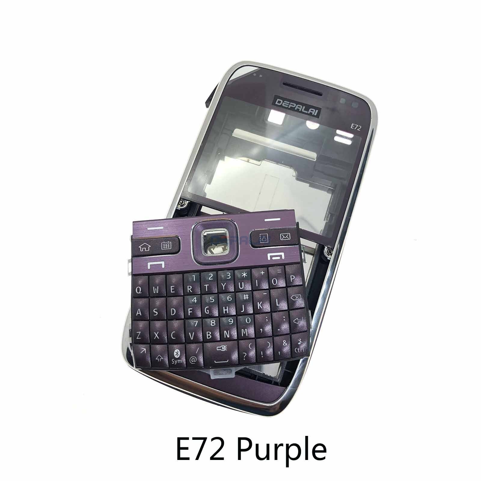 Voor Nokia E63 E71 E72 Behuizing Voorkant Faceplate Frame Cover Case + Back Cover Batterij Deur Cover + Toetsenbord: E72 Purple