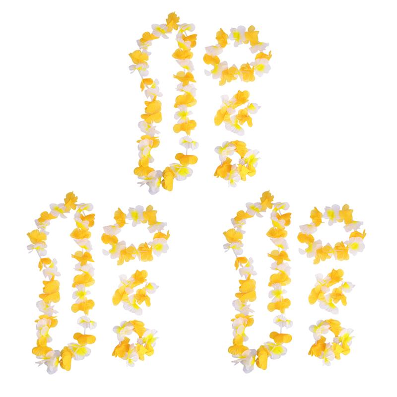 12Pc Hawaiian Girlande Kit Bunte Künstliche Blumen Kranz Hawaii Tropical Kostüm Liefert für Neck Kopf Handgelenk Decor Liefert: A