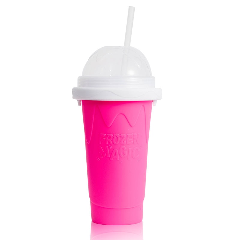 SIMMY Slushy DIY Smoothie Pinch Cup Frozen Making Freeze Magic Food Grade Silicone Drink Water Bottle: Pink