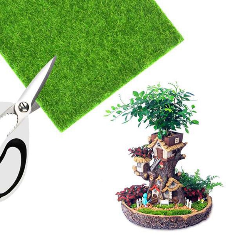 YSHODGU 4 stuks kunstgras, 15 x 15 cm, kunstgras kunstmos, decoratie, miniatuurtuin, gazon, mos, doe-het-zelf decoraties, voor miniatuurornament, tuin, poppenhuis