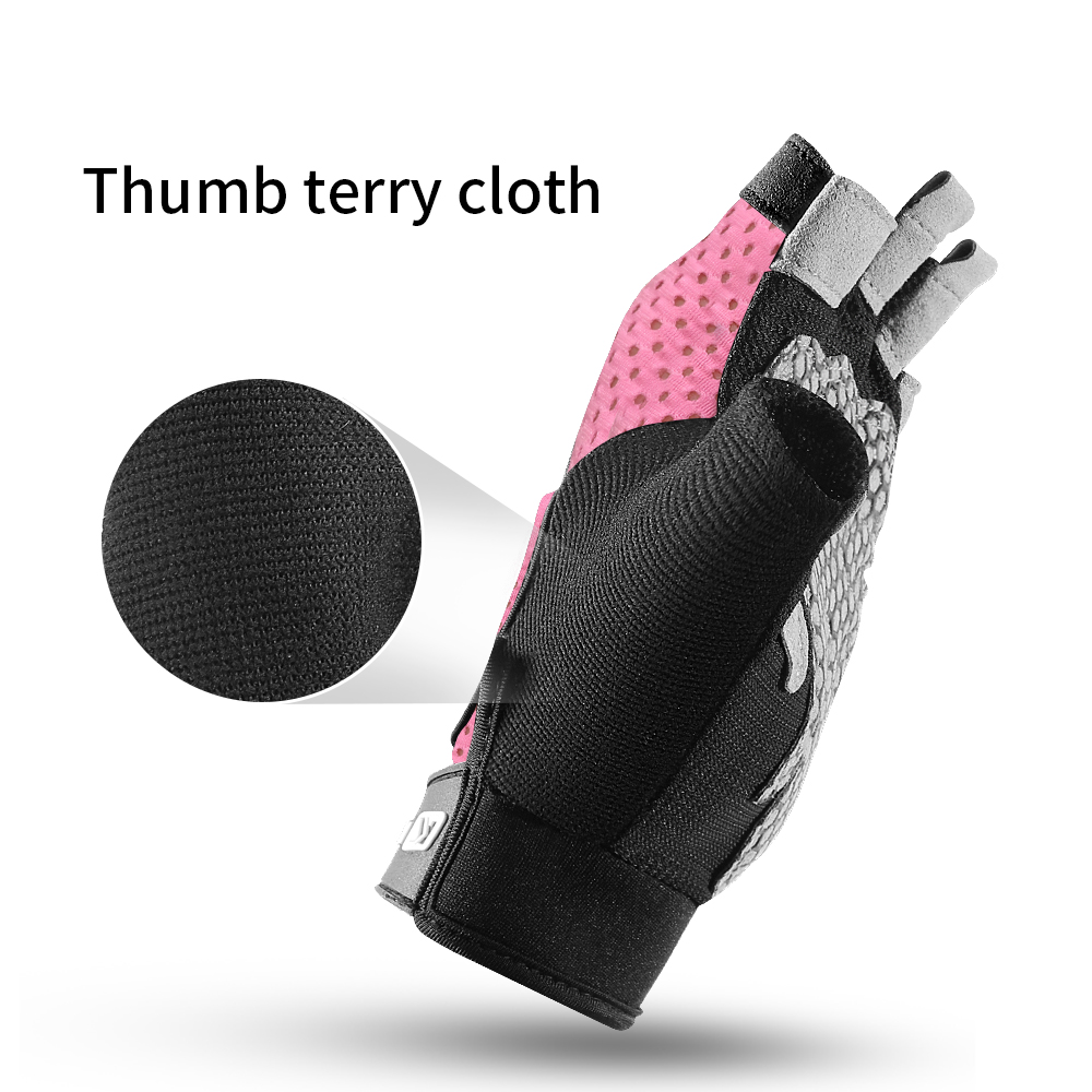 Guantes de medio dedo para gimnasio, Fitness, antideslizantes, con almohadilla de Gel para hombres y mujeres, guantes sin dedos para gimnasio y ciclismo, accesorios para bicicleta
