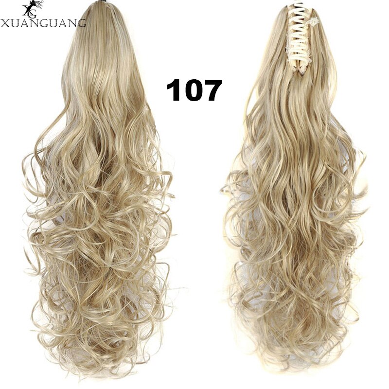 XUANGUANG Curly Hair Ponytail Hair Extension Brown Blonde Heat Resistant Artificial Ponytail: 107