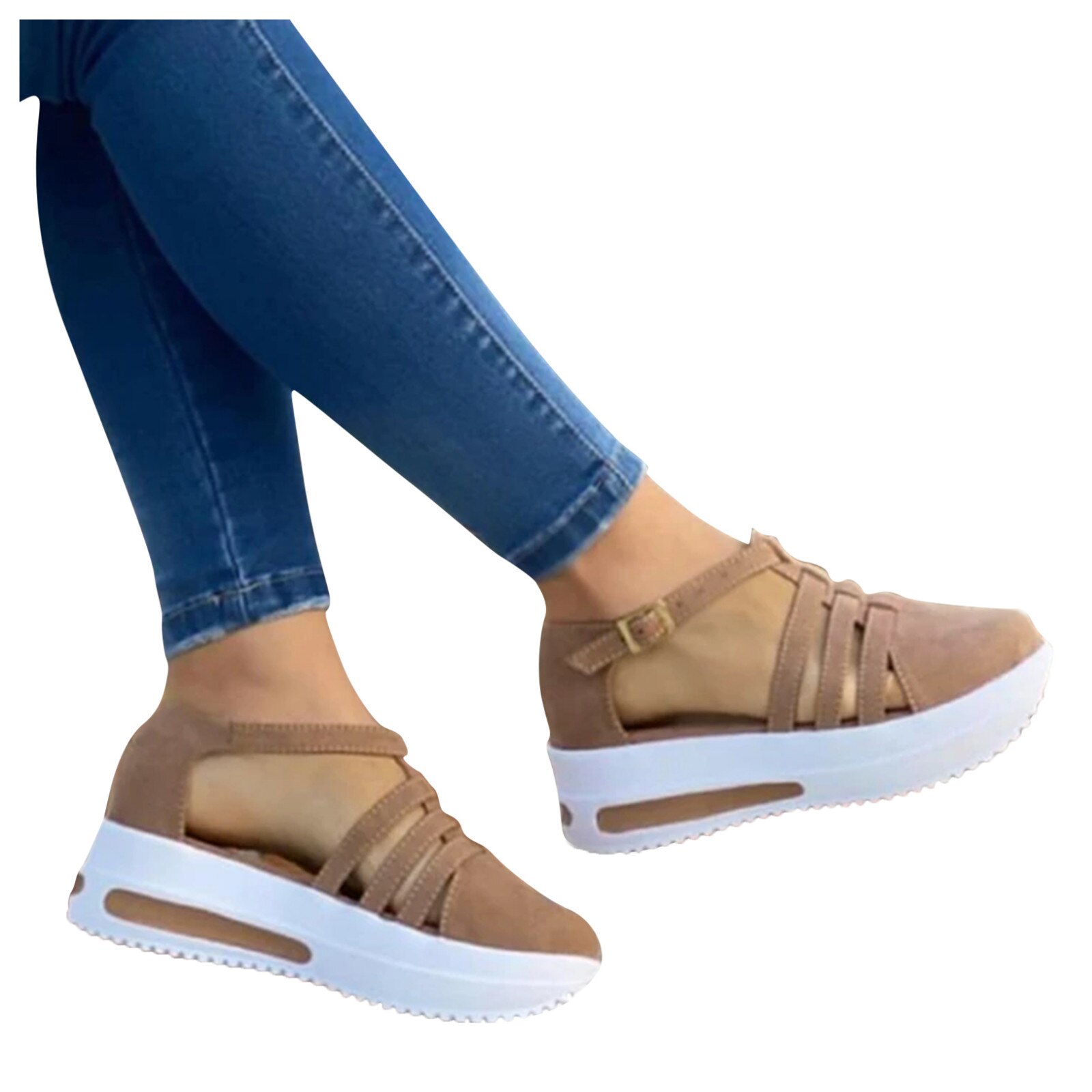nouvelles Sandales D'été Femmes Wedge Plate-Forme Boucle Sangle Sandales Femme Décontracté Solide Chaussures Dames Sandales De Chanvre Chaussures