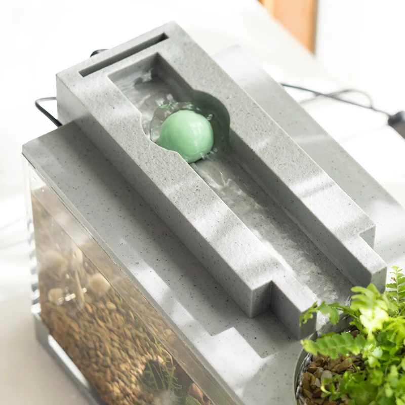 Kit de tanque de peces de acuario pequeño, barra de oxígeno integrada, filtro silencioso USB, decoración multifuncional de escritorio de oficina, adornos para el hogar