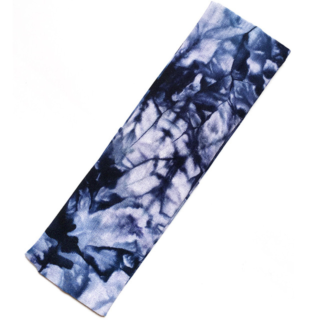 2 Inch Tie Dye Cheetah Forest Tree Elastic Yoga Cotton Stretch Headbands Sports Girl Hair Bands Bandage Gum Turban Bandana: Navy Blue
