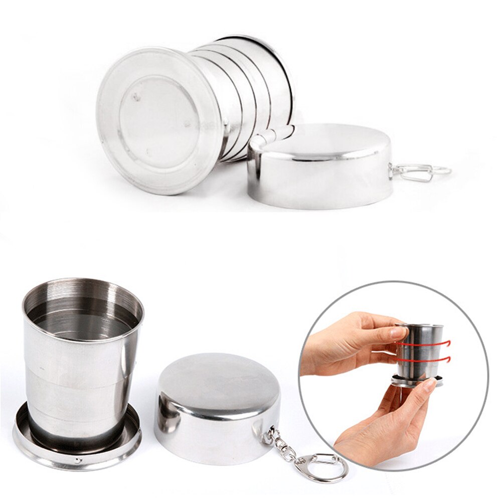 1 Pcs Rvs Pot Draagbare Opvouwbare Water Mok Deksel Handvat Outdoor Camping Koken Picknick Ultralight Titanium Cup