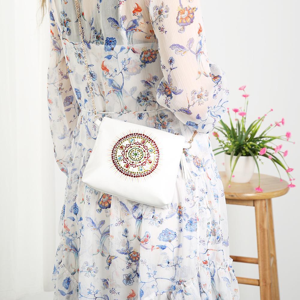 Bolso Forma especial DIY con pintura de diamantes, bolso cruzado con cadena de cuero, bolsos de pintura de bordado para novia