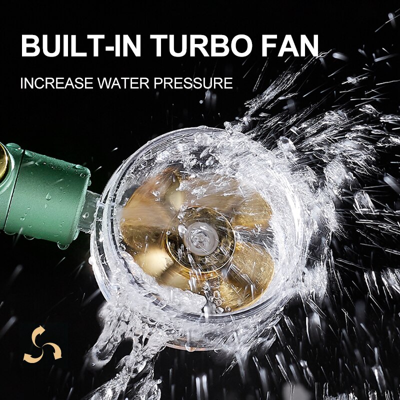 Douchekop Hoge Druk Stijl Groene Hoge Druk Draaien Douchekop Met Houder En Slang Propeller Douchekop eco