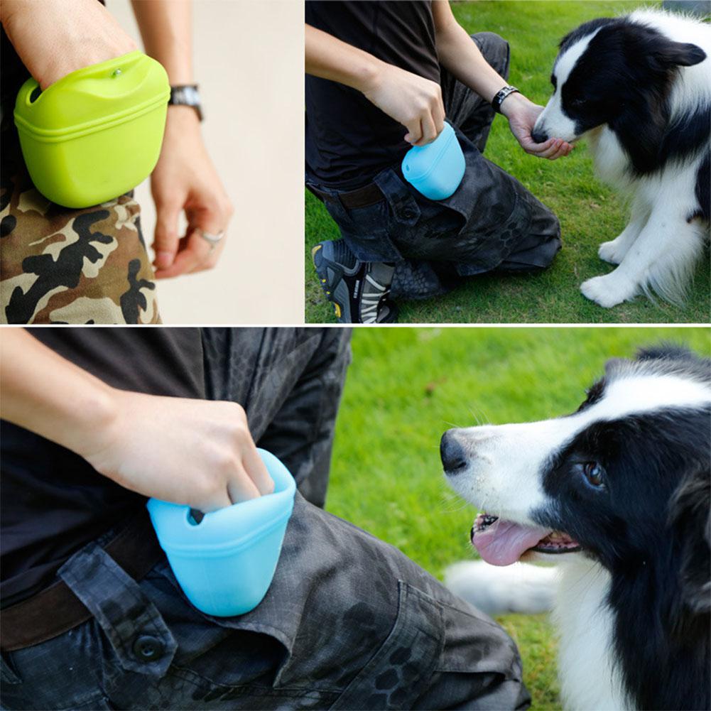SaiDeng-sac en Silicone pour chiens | Pochette pour aliments, sac de collation, sac de taille pour l'entraînement des animaux de compagnie en plein air